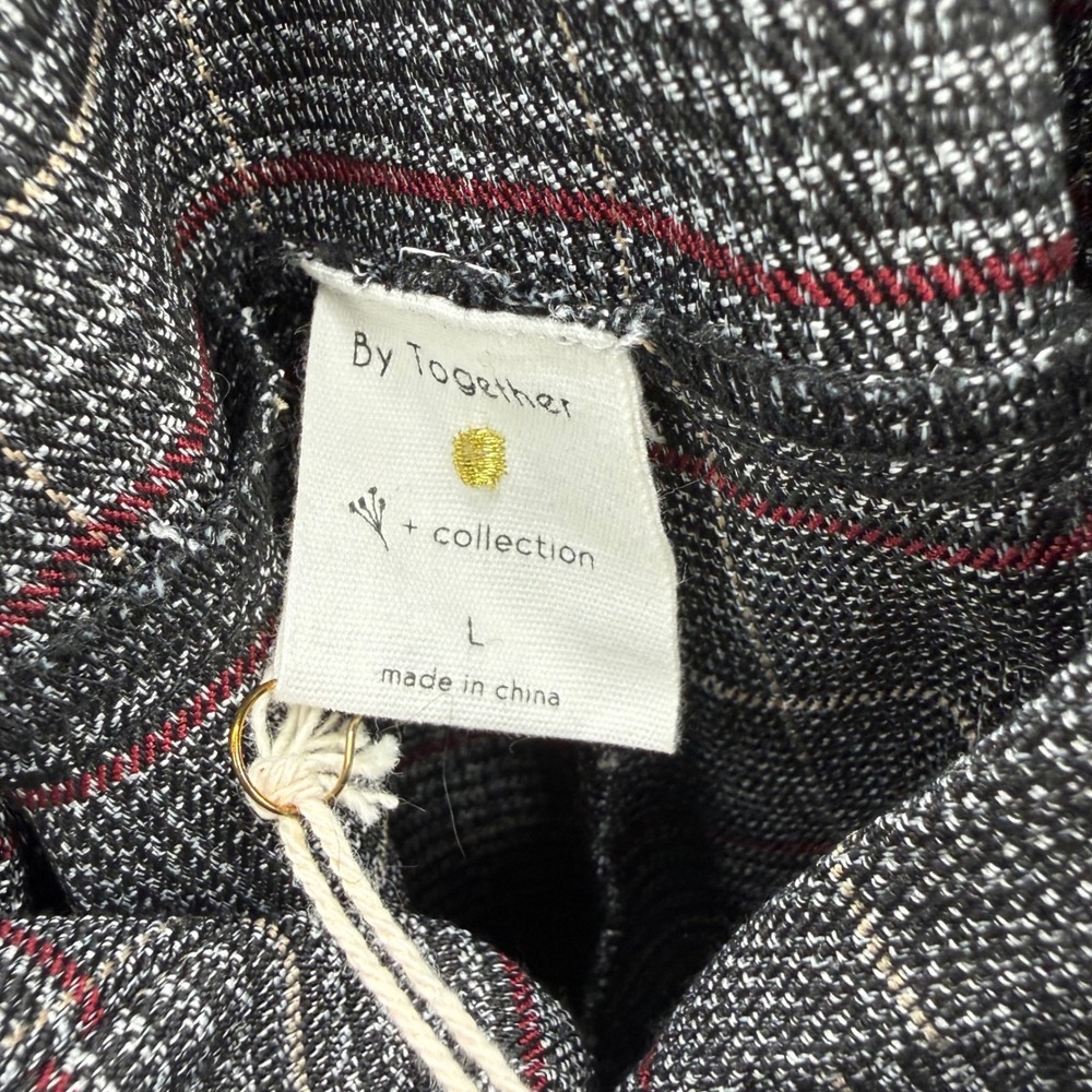 By Together Plaid Jumpsuit Wide Leg Cropped Tie Back Womens Large NEW - Picture 4 of 8